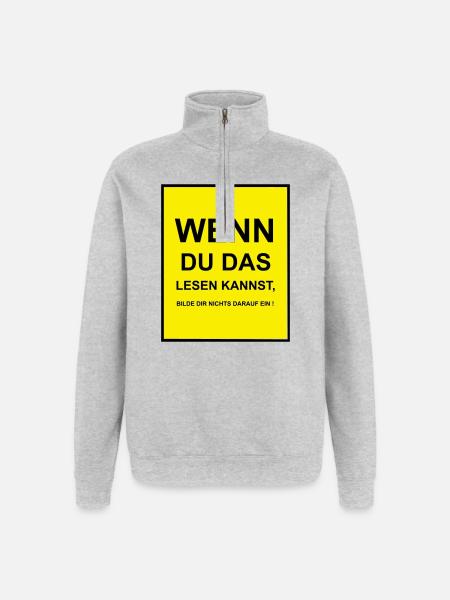 If you can read this - Quarter-Zip Sweatshirt - heather grey