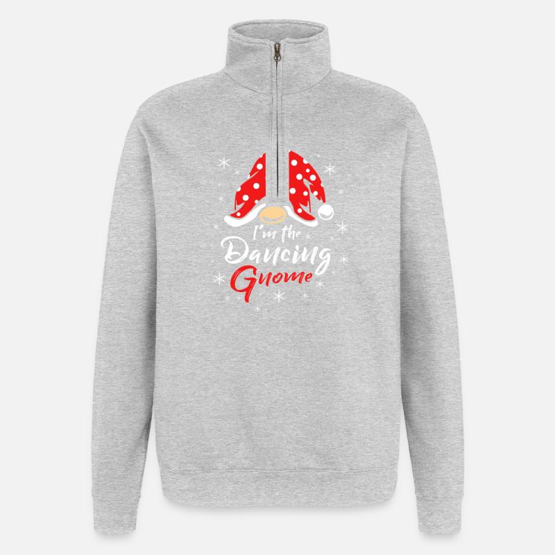 Gnom Tanzen - Quarter-Zip-Sweatshirt - Grau meliert