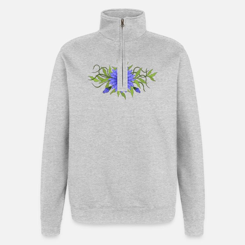 Fleur - Sweat à zip 1/4 - gris chiné