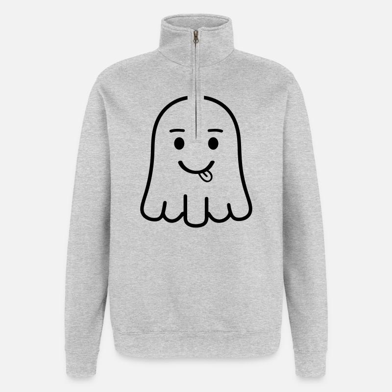Ghost Comic - Quarter-Zip Sweatshirt - heather grey