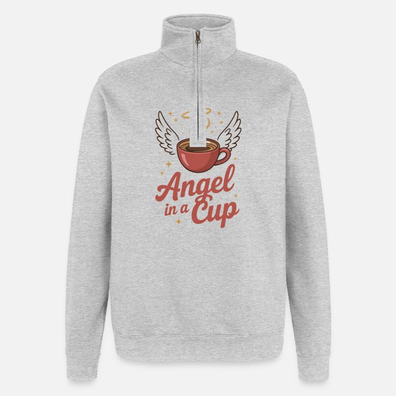 Angelo in Coppa con Ali - Felpa con zip 1/4 - grigio melange