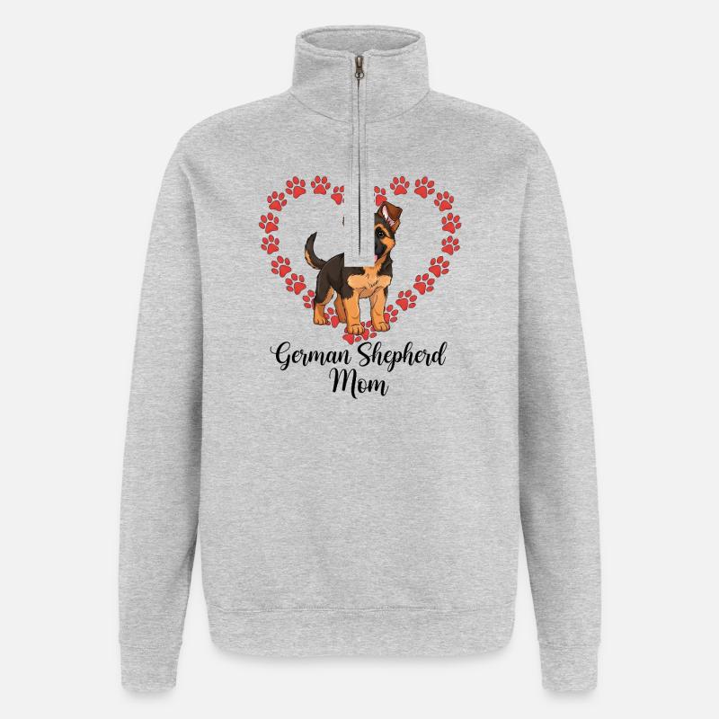 German Shepherd Mama Heart - Quarter-Zip Sweatshirt - heather grey