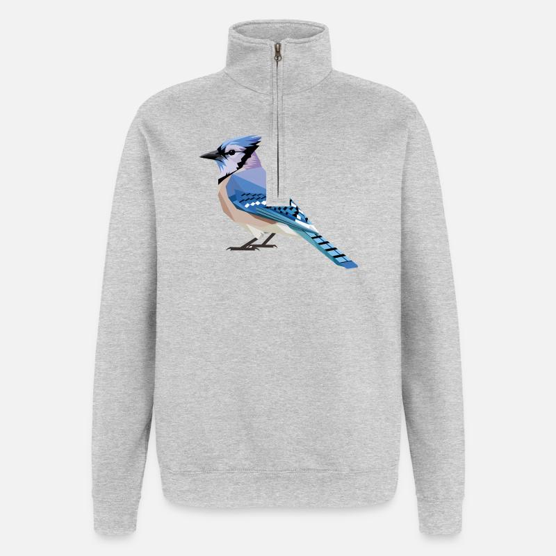 Blue Bird - Cooles Vogel Logo - Quarter-Zip-Sweatshirt - Grau meliert