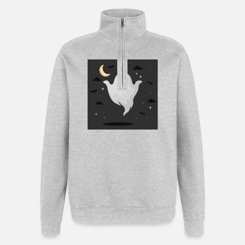 Night Ghost on Dark Background - Quarter-Zip Sweatshirt - heather grey