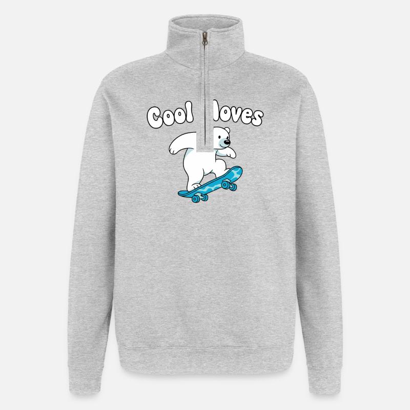 Cool Moves Eisbär Skateboard - Quarter-Zip-Sweatshirt - Grau meliert