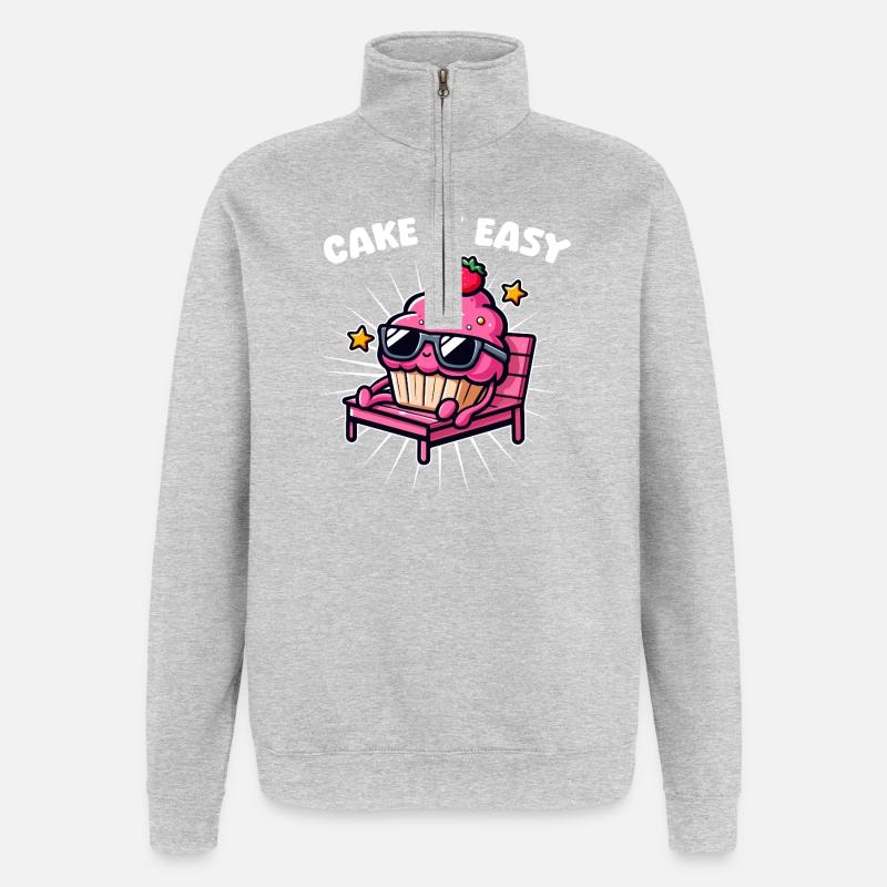 Cupcake Chill Cake Es ist einfach - Quarter-Zip-Sweatshirt - Grau meliert