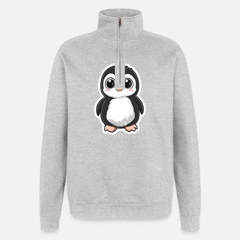 Pinguin - Quarter-Zip-Sweatshirt - Grau meliert