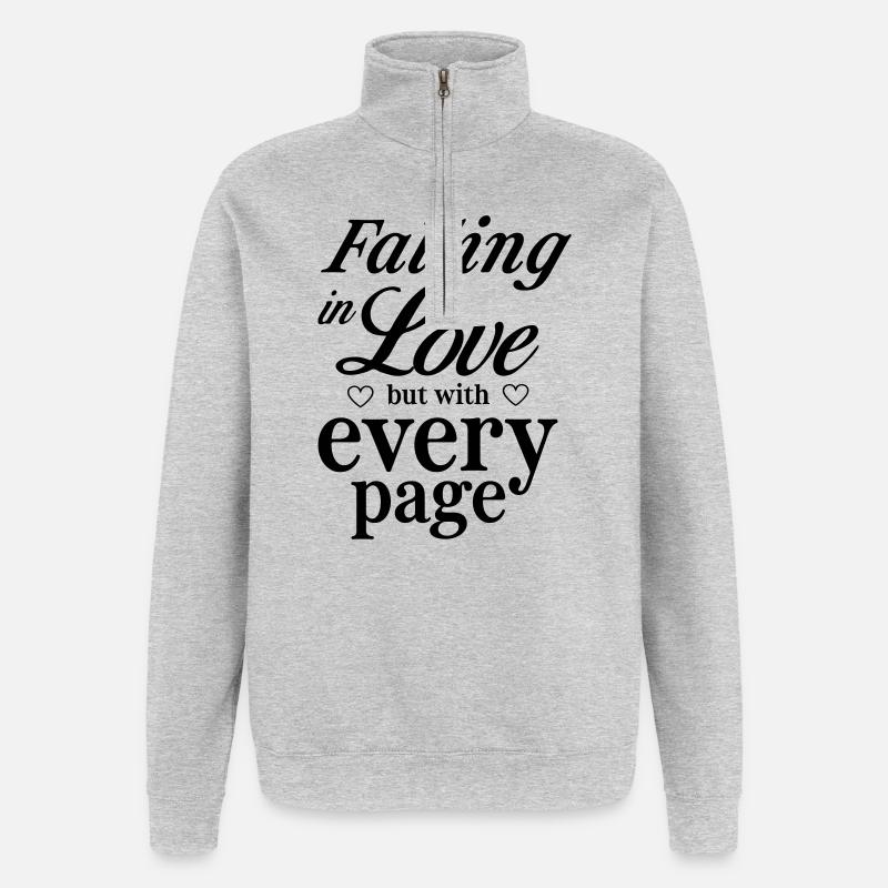 Tomber amoureux, mais à chaque page - Sweat à zip 1/4 - gris chiné