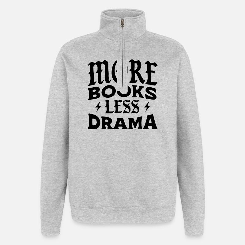 Mehr Bücher Weniger Drama - Quarter-Zip-Sweatshirt - Grau meliert
