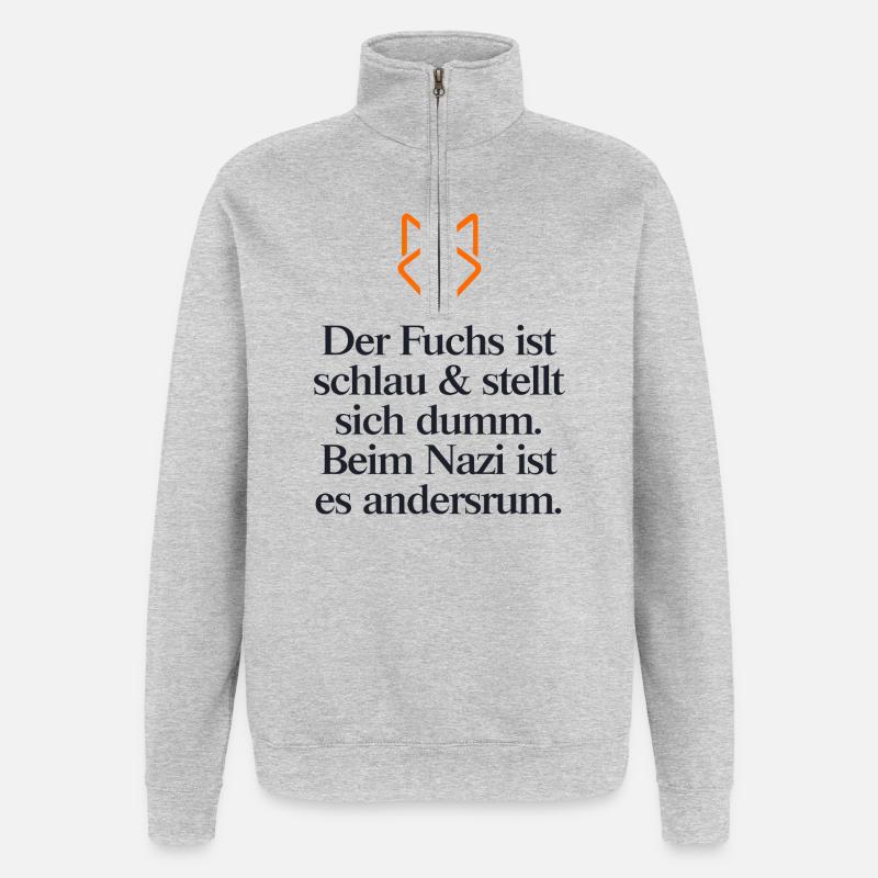 STATEMENT GEGEN RECHTS - Quarter-Zip-Sweatshirt - Grau meliert