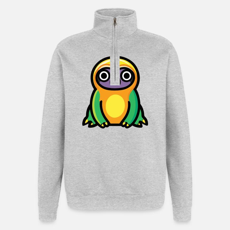 Faultier Halloween Comic Lustig - Quarter-Zip-Sweatshirt - Grau meliert
