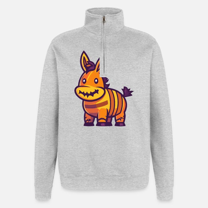 Esel Halloween Comic Lustig - Quarter-Zip-Sweatshirt - Grau meliert