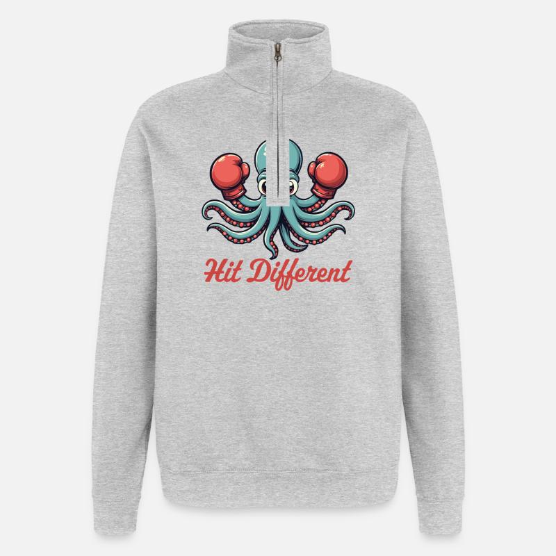 Frapper différemment - Sweat à zip 1/4 - gris chiné