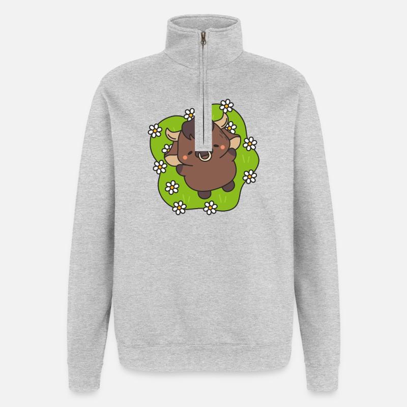 Petite vachette fleurie danseuse - Sweat à zip 1/4 - gris chiné