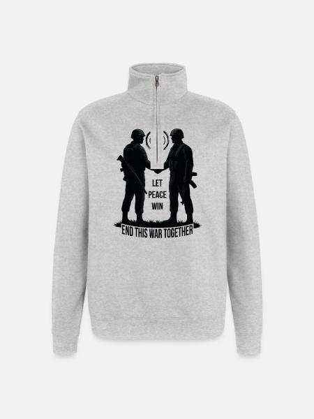 LASS DEN FRIEDEN SIEGEN - Quarter-Zip-Sweatshirt - Grau meliert