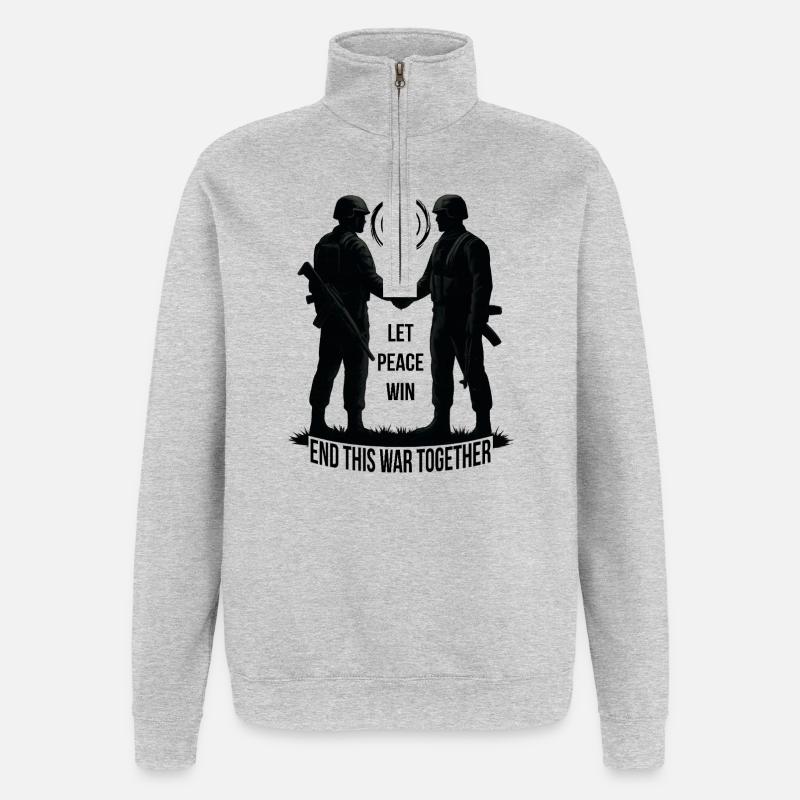 LET PEACE WIN - Quarter-Zip Sweatshirt - heather grey