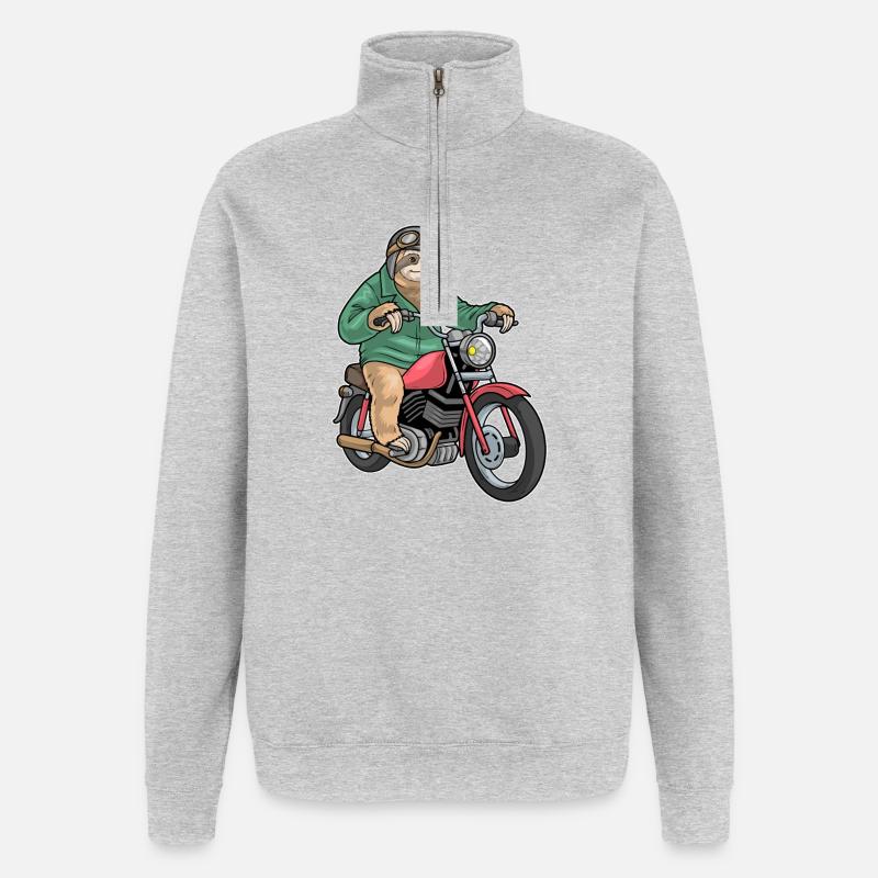 Sloth Motorcycle - Quarter-Zip Sweatshirt - heather grey