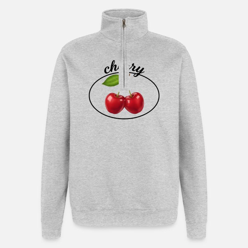 Emblème Duo Cerise - Sweat à zip 1/4 - gris chiné