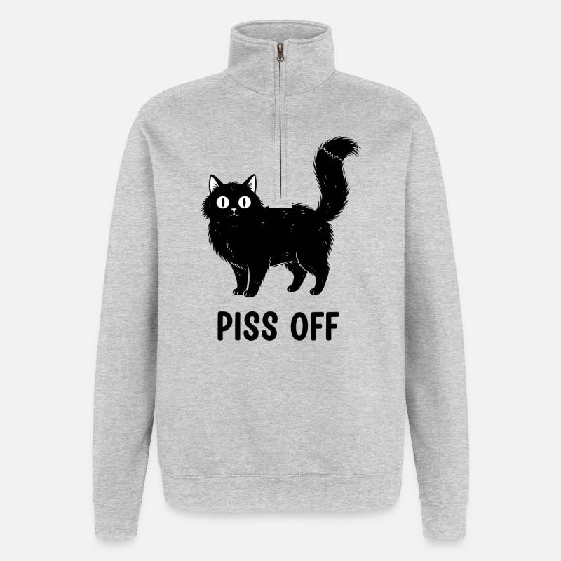 Mitternachtskatze Snark - Quarter-Zip-Sweatshirt - Grau meliert