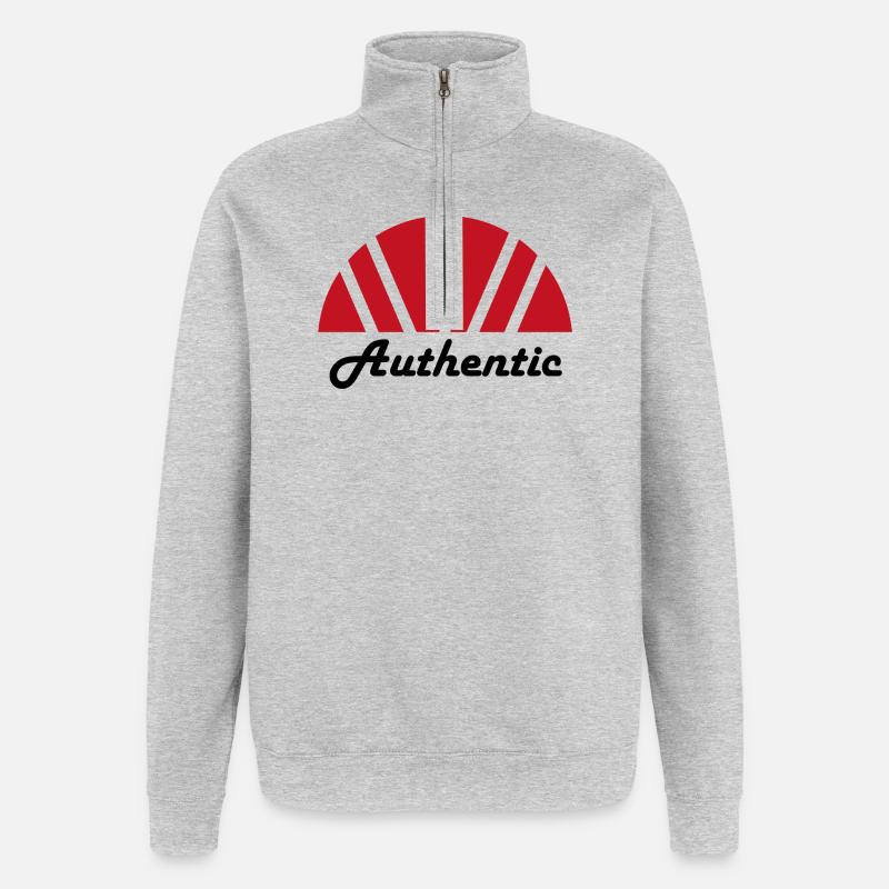 Aube abstraite rayons rouges authentique - Sweat à zip 1/4 - gris chiné