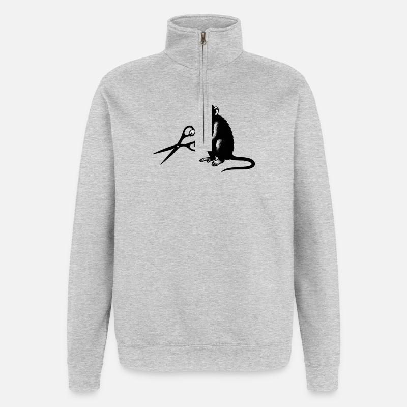 Monkey with scissors silhouette - Quarter-Zip Sweatshirt - heather grey