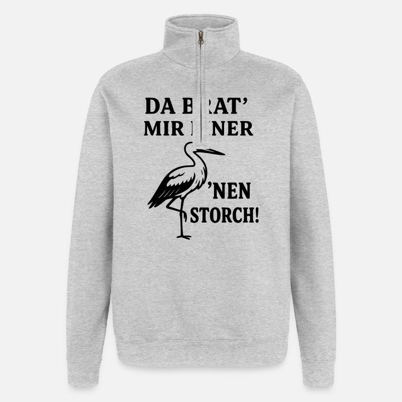 Rôti de cigogne - Sweat à zip 1/4 - gris chiné