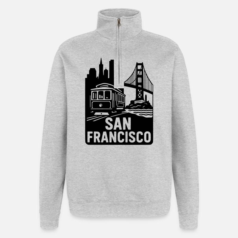 San Francisco Silhouette - Sweat à zip 1/4 - gris chiné
