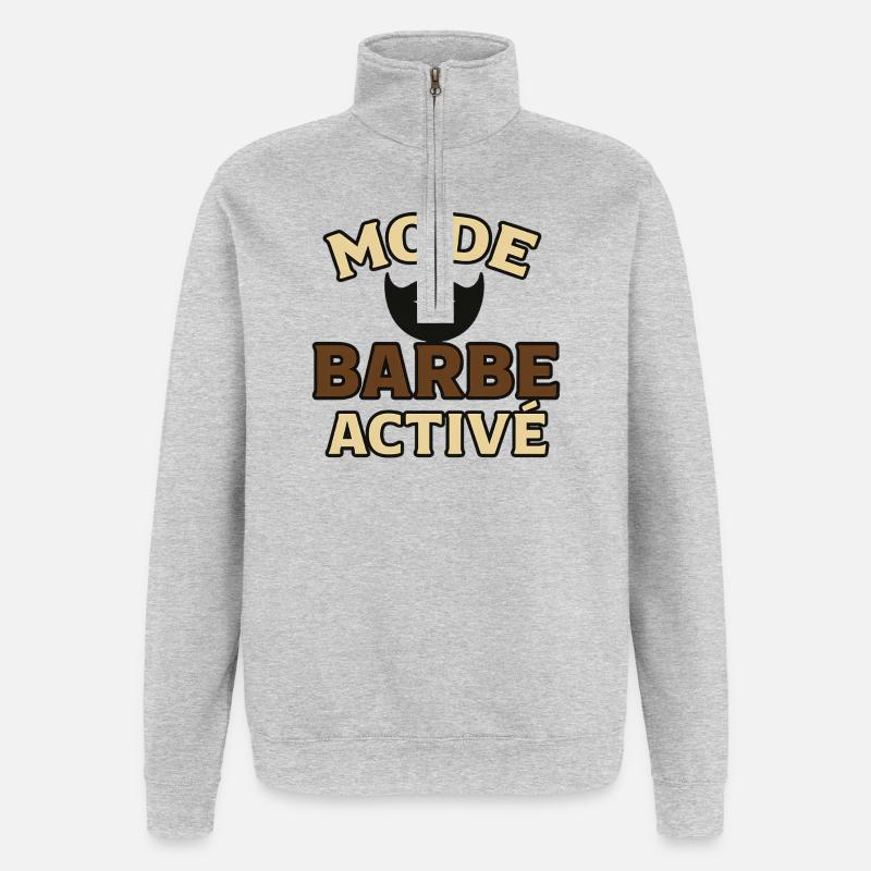 Mode Barbe Active - Sweat à zip 1/4 - gris chiné
