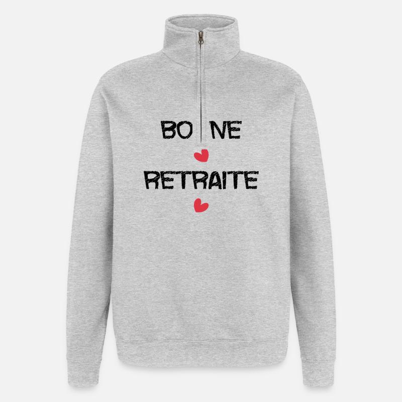 RETRAITE. COLLEGUE. RETRAITE. RETRAITEE. RETRAITE. - Sweat à zip 1/4 - gris chiné