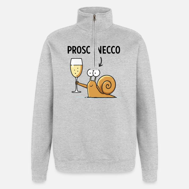 Proschnecco – Schnecke mit Schampus - Quarter-Zip-Sweatshirt - Grau meliert