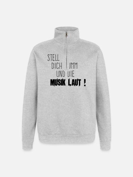 Dich Dumm Musik Laut - Quarter-Zip-Sweatshirt - Grau meliert