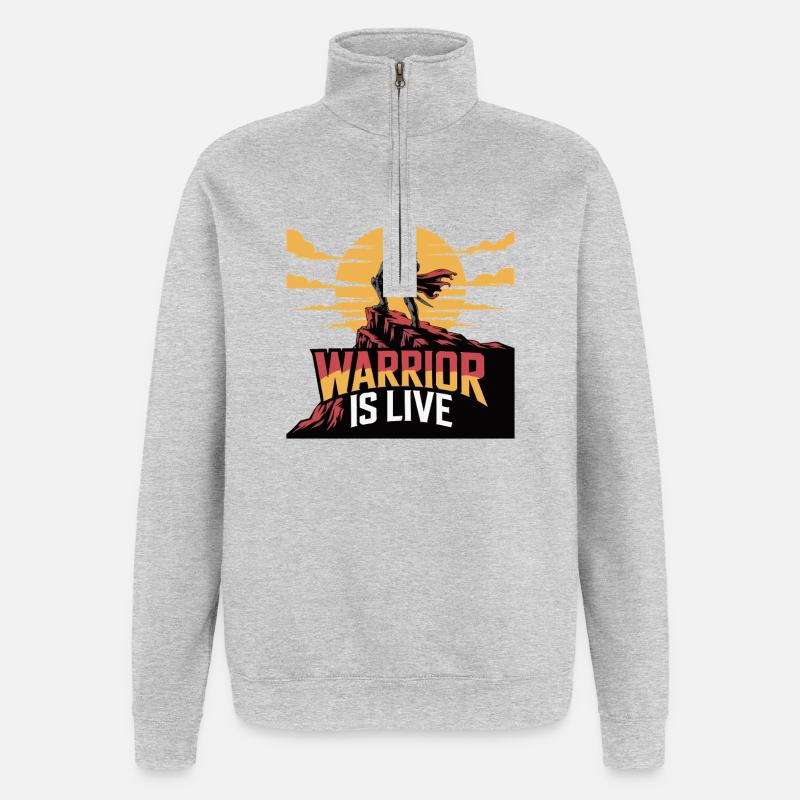 Krieger auf der Klippe Sonnenuntergang - Quarter-Zip-Sweatshirt - Grau meliert