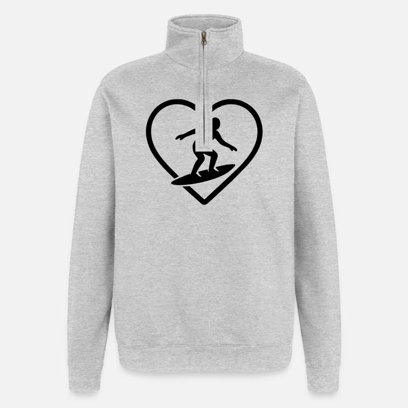 Surfen Herz - Quarter-Zip-Sweatshirt - Grau meliert