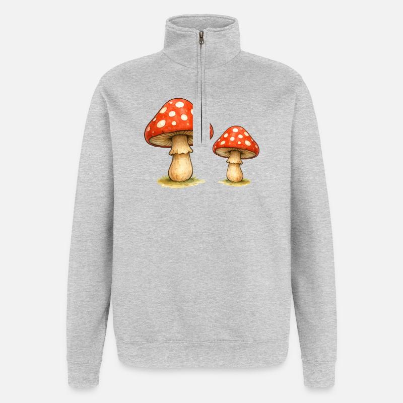 Red Toadstool Duo - Quarter-Zip Sweatshirt - heather grey