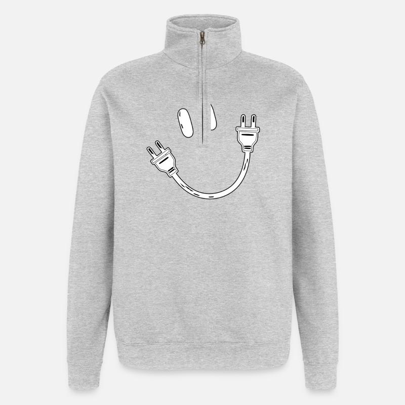 Electricity Schuko Plug Socket Electrical Gift - Quarter-Zip Sweatshirt - heather grey