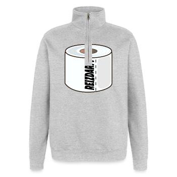 REIZDARM KLOPAPIER VERDAUUNG - Quarter-Zip-Sweatshirt - Grau meliert - Vorne - AI Model Female 172 light (172cm) & AI Model Male 178 dark (178cm)