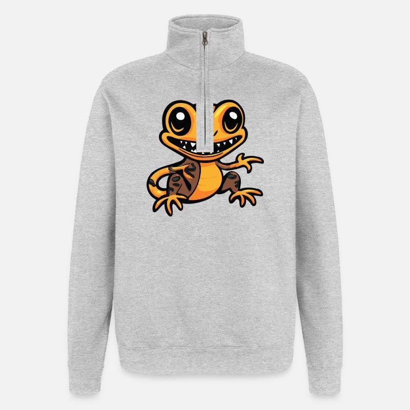 Lizard Halloween Comic Funny - Quarter-Zip Sweatshirt - heather grey