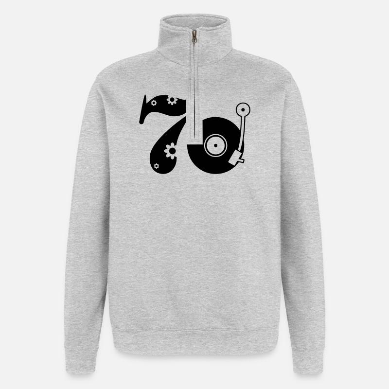 70er Siebzig Seventees - Quarter-Zip-Sweatshirt - Grau meliert