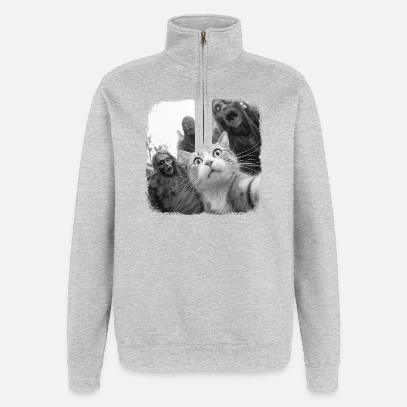 Zombiekalypse - Quarter-Zip-Sweatshirt - Grau meliert