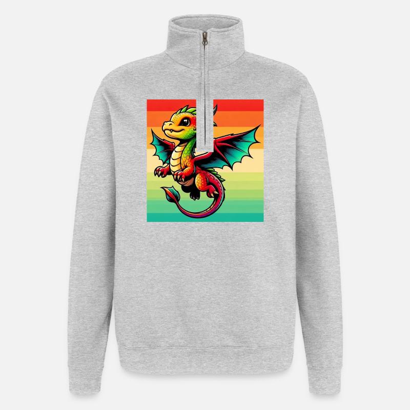 dragon - Sweat à zip 1/4 - gris chiné