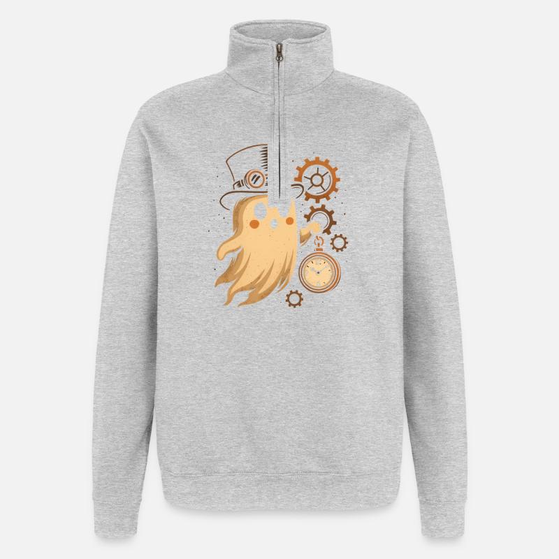 Steampunk Ghost Clockwork - Quarter-Zip Sweatshirt - heather grey