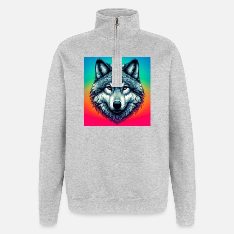 Wolf - Quarter-Zip Sweatshirt - heather grey
