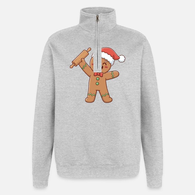 Weihnachtsbäckerei Kunst Bäcker - Quarter-Zip-Sweatshirt - Grau meliert