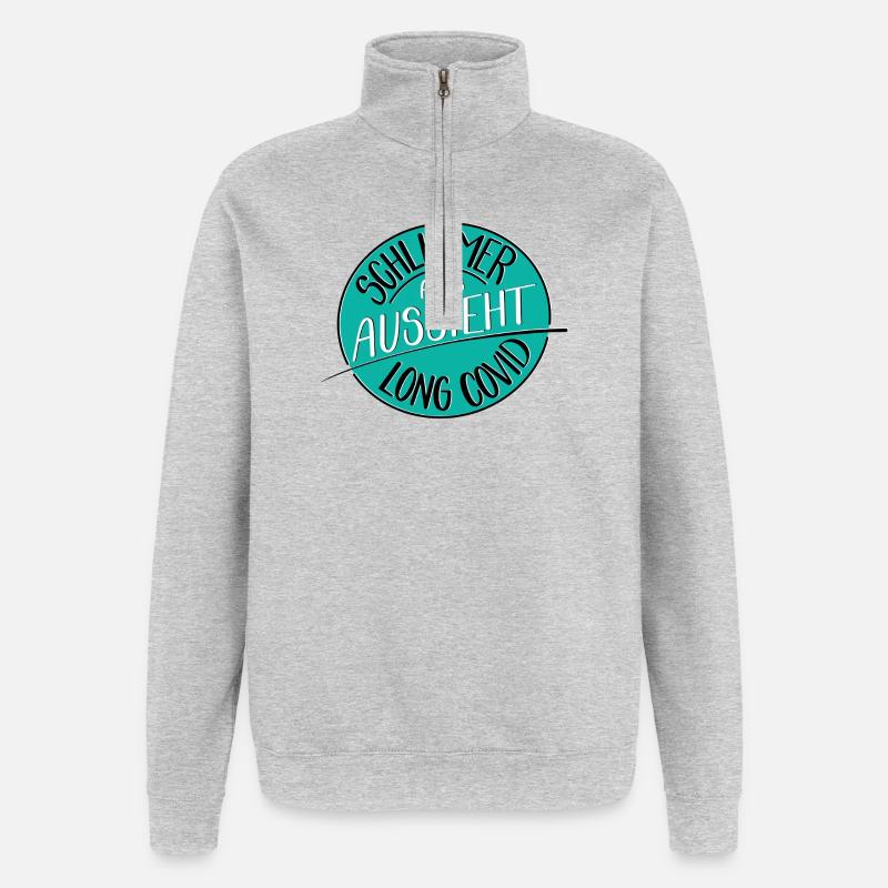Schlimmer als es aussieht, Long Covid - Quarter-Zip-Sweatshirt - Grau meliert