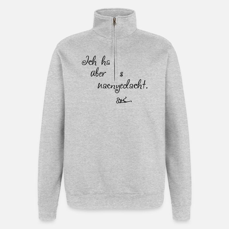 Ueber uns nachgedacht - Quarter-Zip-Sweatshirt - Grau meliert
