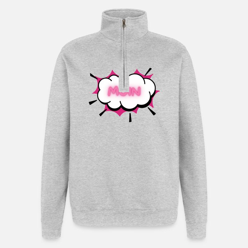 MOIN Nuage de néons - Sweat à zip 1/4 - gris chiné