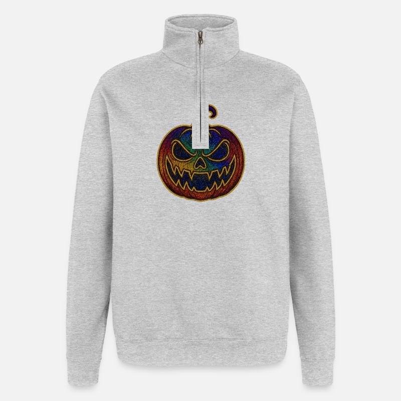 Glittering Rainbow Pumpkin for Halloween - Quarter-Zip Sweatshirt - heather grey