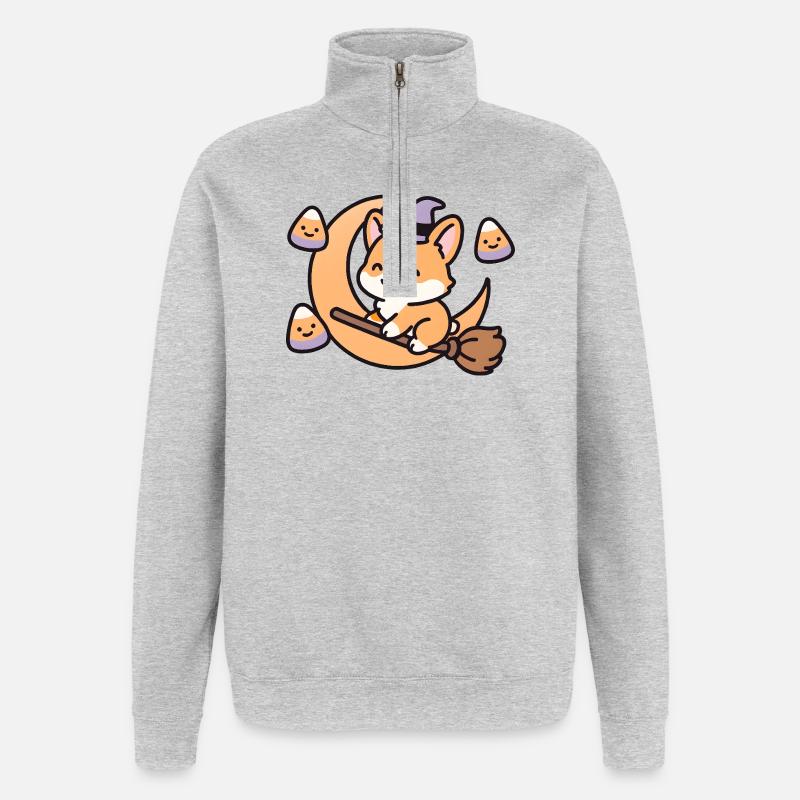 Zauberfuchs auf dem Mond - Quarter-Zip-Sweatshirt - Grau meliert
