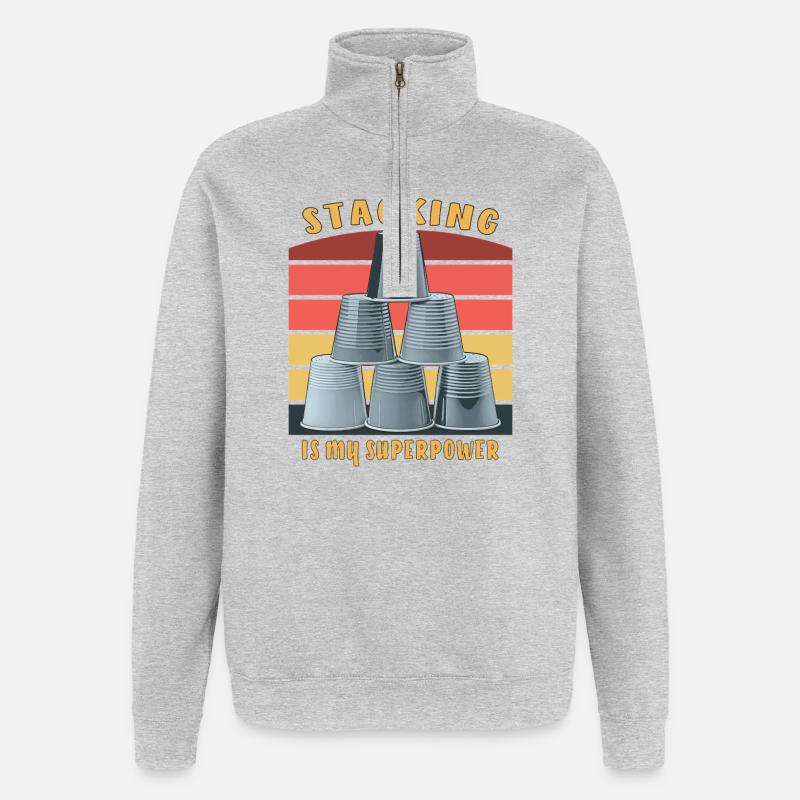 STACKING IS MY SUPERPOWER - Quarter-Zip Sweatshirt - heather grey