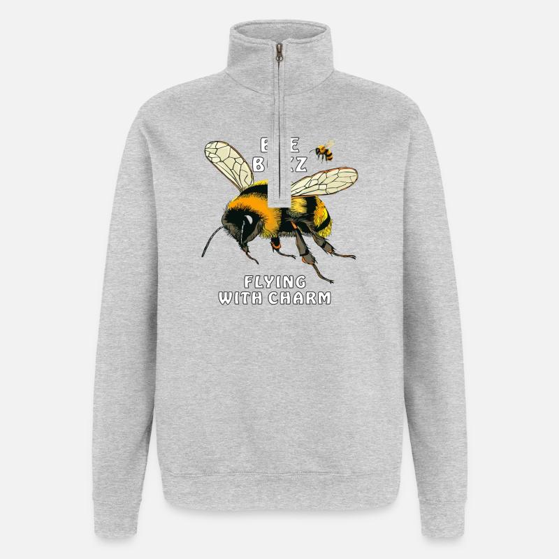 BOURDONS BOURDONNEMENT D’ABEILLES VOLANT AVEC CHARME - Sweat à zip 1/4 - gris chiné